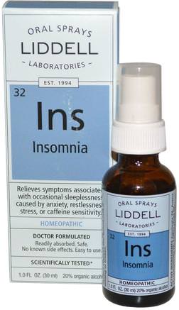 Ins, Insomnia, Oral Spray, 1 fl oz (30 ml) by Liddell-Kosttillskott, Melatonin, Homeopati Anti Stress Och Sömn