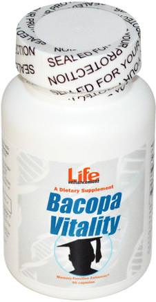 Bacopa Vitality, 90 Capsules by Life Enhancement-Hälsa, Uppmärksamhet Underskott Störning, Lägg Till, Adhd, Hjärna, Minne, Örter, Bacopa (Brahmi)