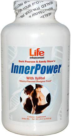 Durk Pearson & Sandy Shaws, Inner Power with Xylitol Drink Mix, Cherry Flavored, 1 lb 2 oz (513 g) by Life Enhancement-Kosttillskott, Aminosyror, L Arginin, L Argininpulver
