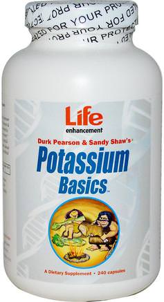 Potassium Basics, 240 Capsules by Life Enhancement-Kosttillskott, Mineraler, Kalium, Hälsa, Ben, Osteoporos