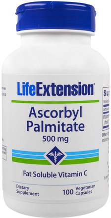 Ascorbyl Palmitate, 500 mg, 100 Veggie Caps by Life Extension-Vitaminer, C-Corkorbylpalmitat-Vitamin (C-Ester)