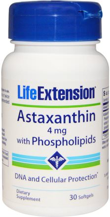 Astaxanthin, with Phospholipids, 4 mg, 30 Softgels by Life Extension-Kosttillskott, Antioxidanter, Astaxanthin