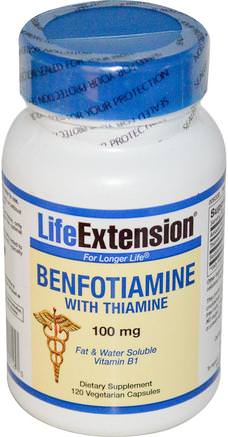 Benfotiamine, with Thiamine, 100 mg, 120 Veggie Caps by Life Extension-Hälsa, Blodsocker, Tillägg, Benfotiamin