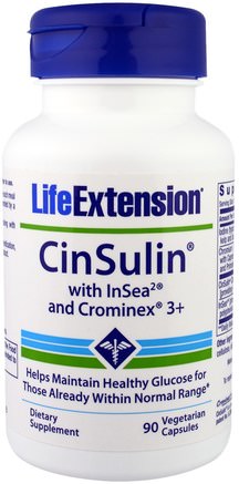 CinSulin With InSea2 & Crominex 3+, 90 Veggie Caps by Life Extension-Hälsa, Blodsocker