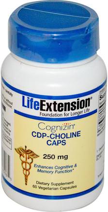 Cognizin, CDP-Choline Caps, 250 mg, 60 Veggie Caps by Life Extension-Vitaminer, Kolin, Cdp-Kolin (Citi-Colin)