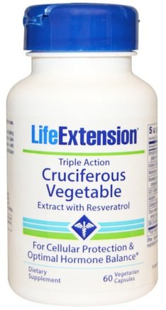 Cruciferous Vegetable, Triple Action, Extract with Resveratrol, 60 Veggie Caps by Life Extension-Hälsa