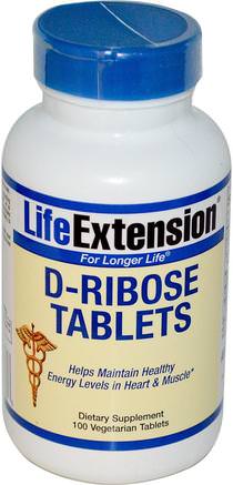 D-Ribose Tablets, 100 Veggie Tabs by Life Extension-Sport, D Ribos, Energi