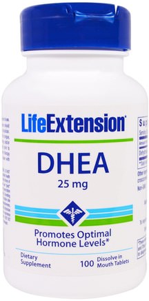 DHEA, 25 mg, 100 Dissolve in Mouth Tablets by Life Extension-Kosttillskott, Dhea, Hälsa