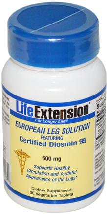 European Leg Solution, Featuring Certified Diosmin 95, 600 mg, 30 Veggie Tabs by Life Extension-Hälsa, Kvinnor, Åderbråck Vård