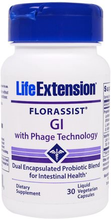 Florassist, GI With Phage Technology, 30 Liquid Veggie Caps by Life Extension-Kosttillskott, Probiotika, Matsmältning, Mage