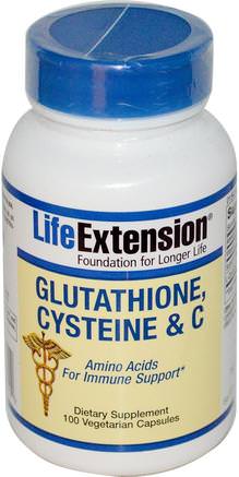 Glutathione, Cysteine & C, 100 Veggie Caps by Life Extension-Kosttillskott, L Glutation, Aminosyror