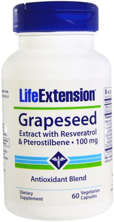 Grapeseed Extract, with Resveratrol & Pterostilbene, 100 mg, 60 Veggie Caps by Life Extension-Kosttillskott, Antioxidanter, Druvfrö Extrakt