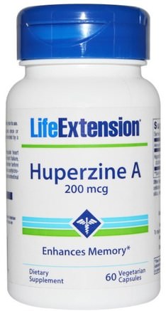 Huperzine A, 200 mcg, 60 Veggie Caps by Life Extension-Hälsa, Uppmärksamhet Underskott Störning, Lägg Till, Adhd, Hjärna, Minne, Örter, Huperzine (Huperzin)