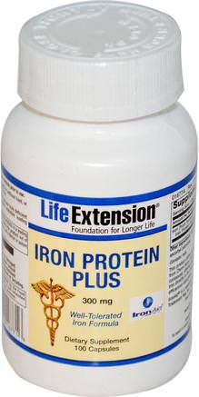 Iron Protein Plus, 300 mg, 100 Capsules by Life Extension-Kosttillskott, Mineraler, Järn