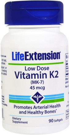 Low Dose Vitamin K2 (MK-7), 45 mcg, 90 Softgels by Life Extension-Vitaminer, Vitamin K