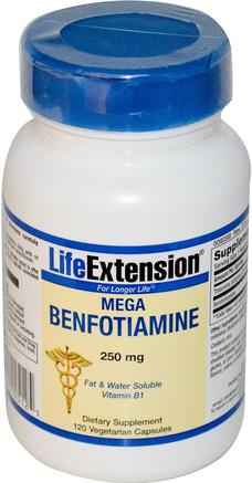 Mega Benfotiamine, 250 mg, 120 Veggie Caps by Life Extension-Hälsa, Blodsocker, Tillägg, Benfotiamin