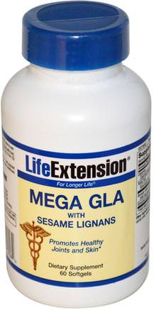 Mega GLA, with Sesame Lignans, 60 Softgels by Life Extension-Hälsa, Ben, Osteoporos, Gemensam Hälsa, Leder Ledband