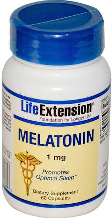 Melatonin, 1 mg, 60 Capsules by Life Extension-Kosttillskott, Sömn, Melatonin