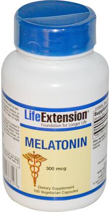 Melatonin, 300 mcg, 100 Veggie Caps by Life Extension-Kosttillskott, Sömn, Melatonin