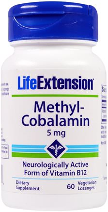 Methyl-Cobalamin, 5 mg, 60 Vegetarian Lozenges by Life Extension-Vitaminer, Vitamin B12, Vitamin B12 - Metylcobalamin