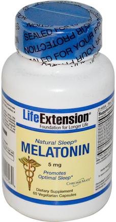 Natural Sleep, Melatonin, 5 mg, 60 Veggie Caps by Life Extension-Kosttillskott, Sömn, Melatonin