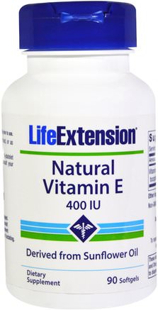Natural Vitamin E, 400 IU, 90 Softgels by Life Extension-Vitaminer, Vitamin E