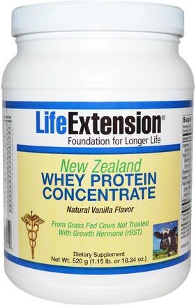 New Zealand Whey Protein Concentrate, Natural Vanilla Flavor, 18.34 oz (520 g) by Life Extension-Kosttillskott, Vassleprotein, Muskel