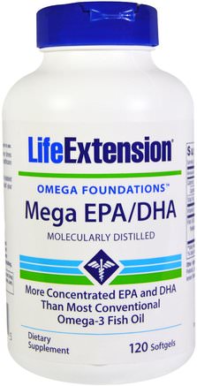 Omega Foundations, Mega EPA/DHA, 120 Softgels by Life Extension-Kosttillskott, Efa Omega 3 6 9 (Epa Dha), Dha, Epa, Fiskolja Mjölk