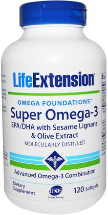 Omega Foundations, Super Omega-3, 120 Softgels by Life Extension-Kosttillskott, Efa Omega 3 6 9 (Epa Dha), Dha, Epa