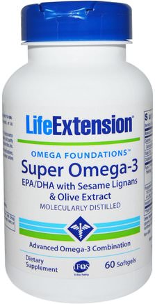 Omega Foundations, Super Omega-3, 60 Softgels by Life Extension-Kosttillskott, Efa Omega 3 6 9 (Epa Dha), Dha, Epa