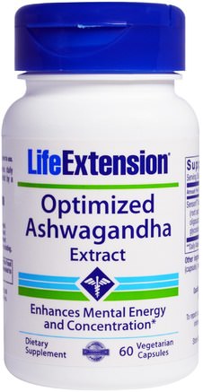Optimized Ashwagandha Extract, 60 Veggie Caps by Life Extension-Örter, Ashwagandha Medania Somnifera, Adaptogen