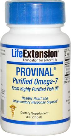 Provinal Purified Omega-7, 30 Softgels by Life Extension-Kosttillskott, Efa Omega 3 6 9 (Epa Dha), Fiskolja, Mjölkgjorda Oljor, Omega-7