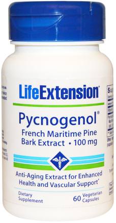 Pycnogenol, French Maritime Pine Bark Extract, 100 mg, 60 Veggie Caps by Life Extension-Kosttillskott, Pyknogenol