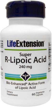 Super R-Lipoic Acid, 240 mg, 60 Veggie Caps by Life Extension-Kosttillskott, Antioxidanter, Alfa-Liposyra, Alfa-Liposyra 150 Mg
