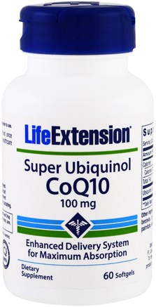 Super Ubiquinol CoQ10, 100 mg, 60 Softgels by Life Extension-Kosttillskott, Antioxidanter, Ubiquinol Qh, Ubiquinol Coq10