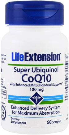 Super Ubiquinol CoQ10 With Enhanced Mitochondrial Support, 100 mg, 60 Softgels by Life Extension-Kosttillskott, Antioxidanter, Ubiquinol Qh