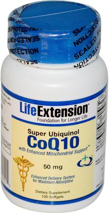 Super Ubiquinol CoQ10 with Enhanced Mitochondrial Support, 50 mg, 100 Softgels by Life Extension-Sverige
