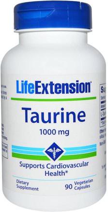 Taurine, 1000 mg, 90 Veggie Caps by Life Extension-Kosttillskott, Aminosyror, Taurin