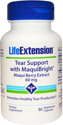 Tear Support, with MaquiBright, Maqui Berry Extract, 60 mg, 30 Veggie Caps by Life Extension-Hälsa, Ögonvård, Visionvård