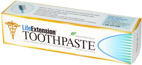 Toothpaste, Natural Mint Flavor, 4 oz (113.4 g) by Life Extension-Bad, Skönhet, Tandkräm