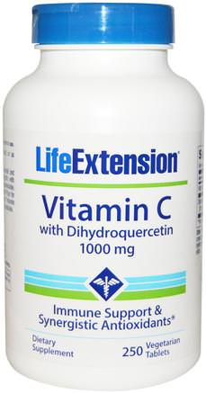 Vitamin C, with Dihydroquercetin, 1000 mg, 250 Veggie Tablets by Life Extension-Vitaminer, Vitamin C