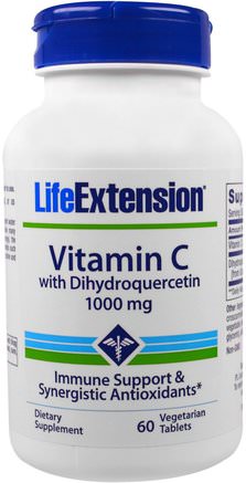 Vitamin C with Dihydroquercetin, 1000 mg, 60 Veggie Tabs by Life Extension-Vitaminer, Vitamin C