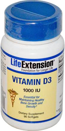 Vitamin D3, 1000 IU, 90 Softgels by Life Extension-Vitaminer, Vitamin D3