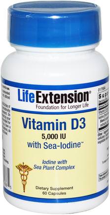 Vitamin D3, 5.000 IU, 60 Capsules by Life Extension-Vitaminer, Vitamin D3