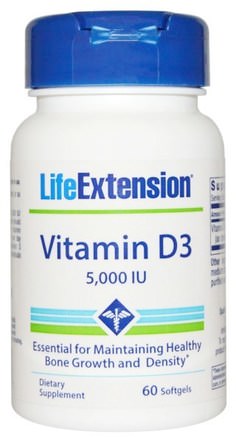 Vitamin D3, 5.000 IU, 60 Softgels by Life Extension-Vitaminer, Vitamin D3