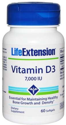 Vitamin D3, 7.000 IU, 60 Softgels by Life Extension-Vitaminer, Vitamin D3