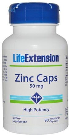 Zinc Caps, High Potency, 50 mg, 90 Veggie Caps by Life Extension-Kosttillskott, Mineraler, Zink