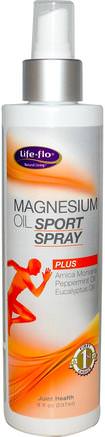 Magnesium Oil Sport Spray, 8 fl oz (237 ml) by Life Flo Health-Kosttillskott, Mineraler, Magnesium, Flytande Magnesium