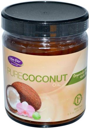 Organic Pure Coconut Oil, Skin Care, 9 fl oz (266 ml) by Life Flo Health-Bad, Skönhet, Kokosnötolja