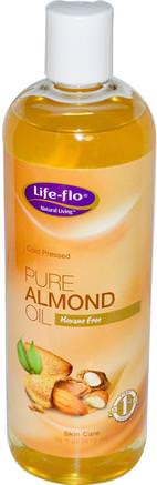 Pure Almond Oil, Skin Care, 16 fl oz (473 ml) by Life Flo Health-Hälsa, Hud, Mandelolja, Massageolja